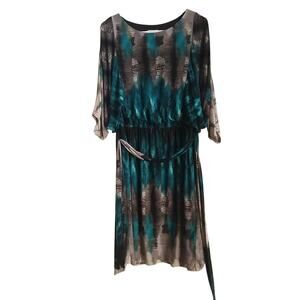 Suzi Chin for Maggy Boutique Dress Women's Gray Turquoise Color Size 10